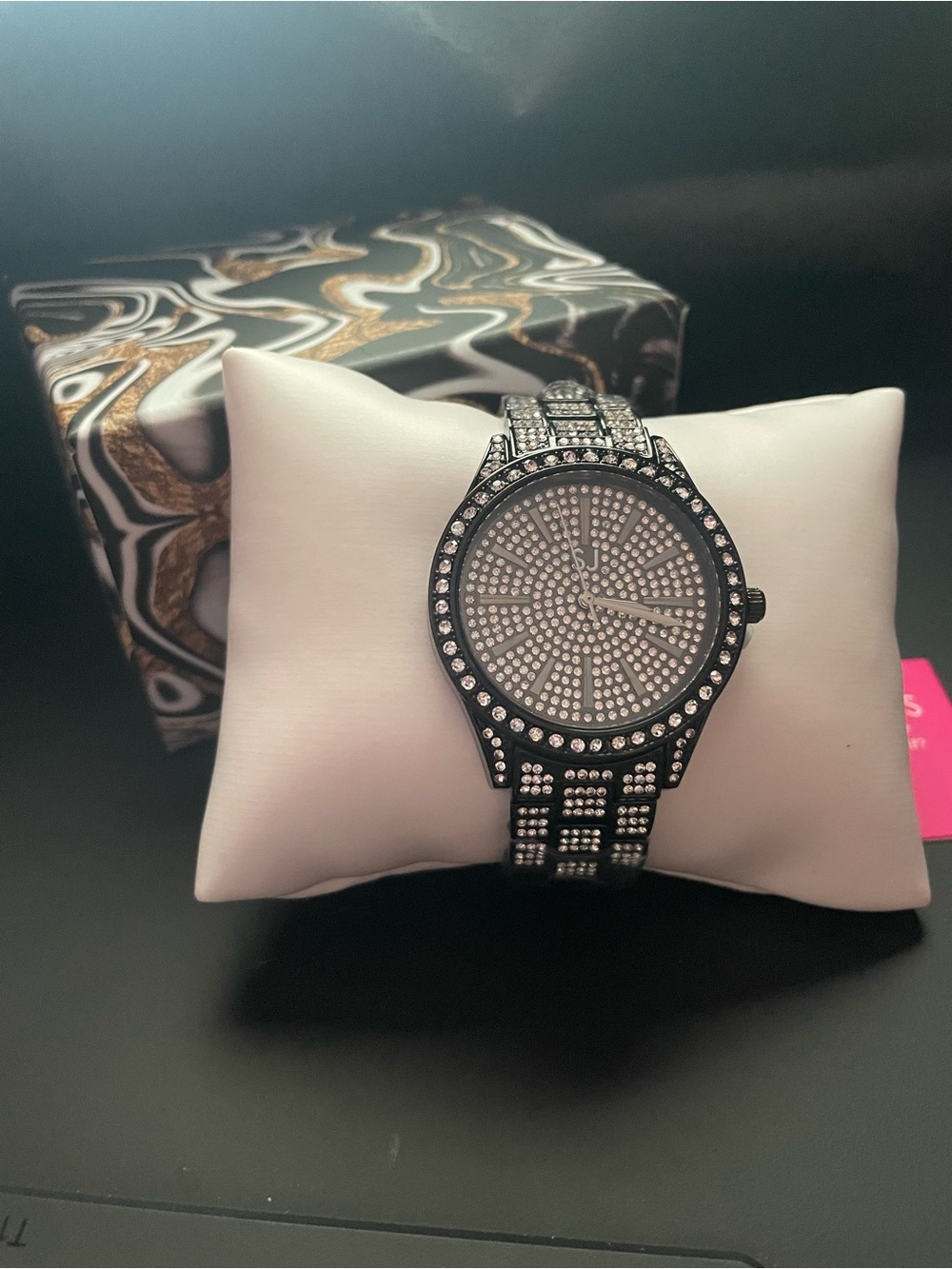 Sassy Jones Crystal-Embellished Black Women's Fashion Watch